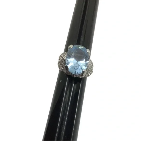 Joseph Esposito blue topaz CZ sterling silver ring - Picture 3 of 7